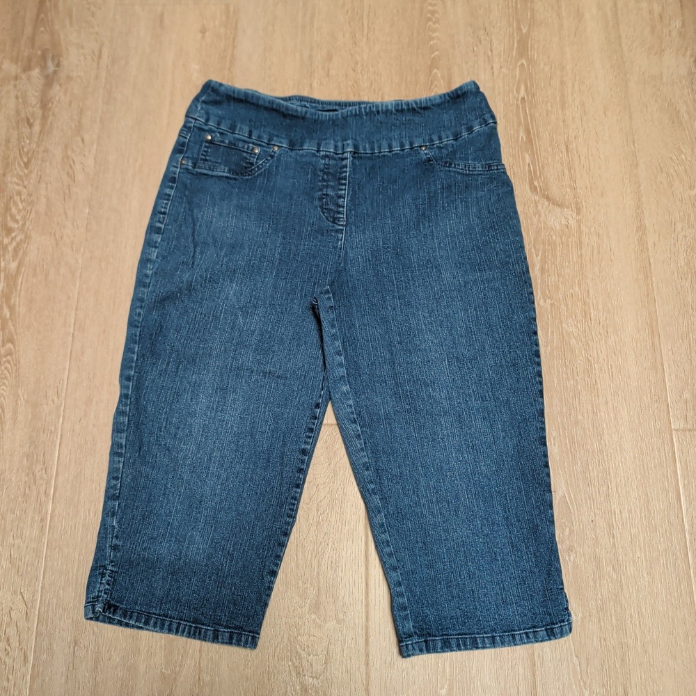 Ruby Rd. Denim Extra Stretch Pull-On Capris Women 10‎ Blue Cropped Pants 30x17